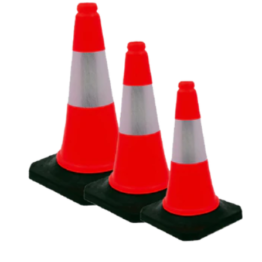 Pioneer Red Traffic Cone With Black Rubber Base