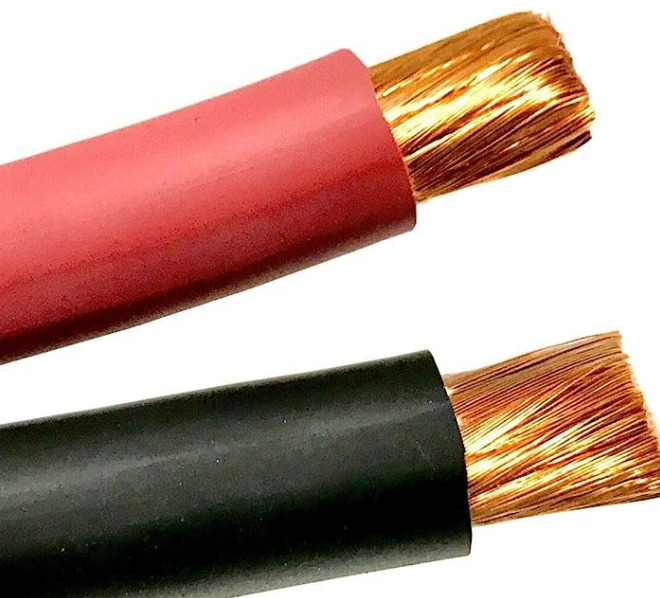 Red and black welding cable