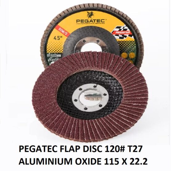 PEGATEC 115 flap disc 120 grit T27 aluminium oxide 115x22.2mm