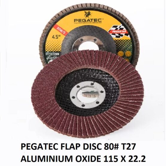 PEGATEC 115 flap disc 80 grit T27 aluminium oxide 115x22.2mm