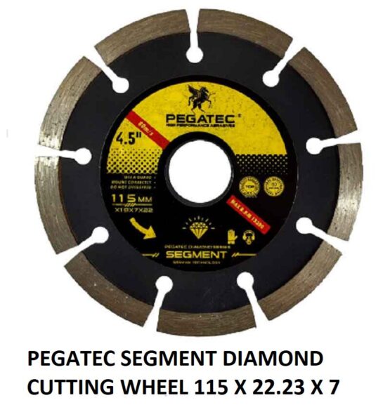 PEGATEC segmented diamond cutting wheel 115 x 22.23 x 7mm for concrete and stone