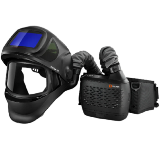 TECMEN V3 PAPR FreeFlow welding helmet with blower-powered airflow and auto-darkening lens