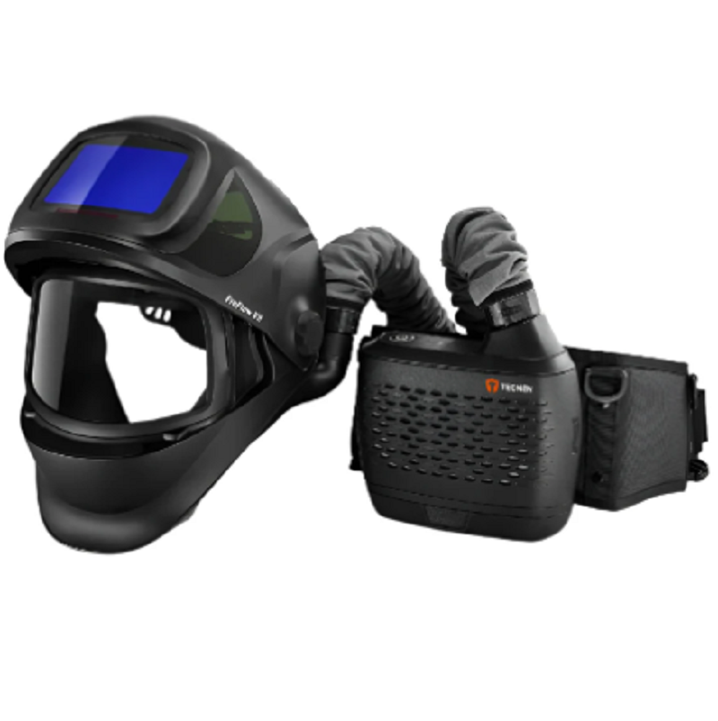 TECMEN V3 PAPR FreeFlow welding helmet with blower-powered airflow and auto-darkening lens